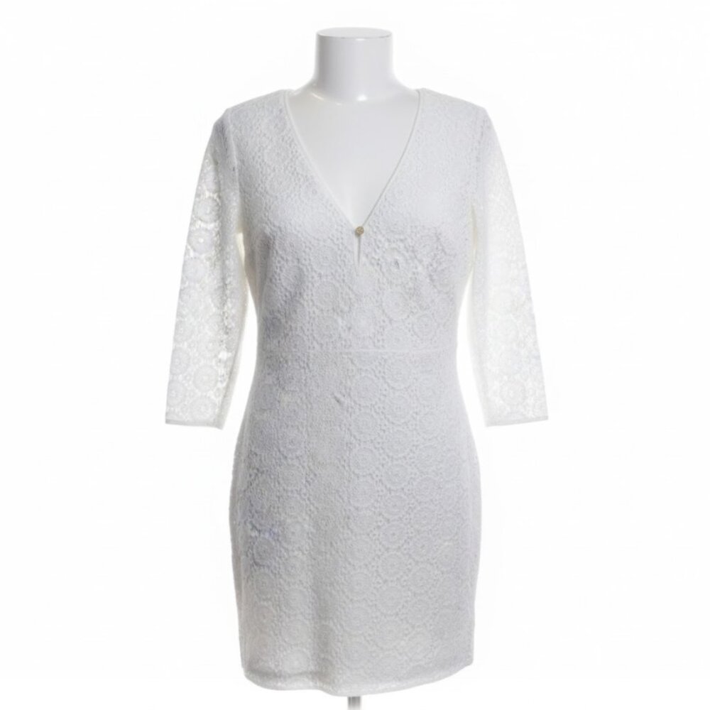 Lilly Pulitzer Dress M Lamora Resort White Crochet Lace 3/4 Sleeve V-Neck Tunic